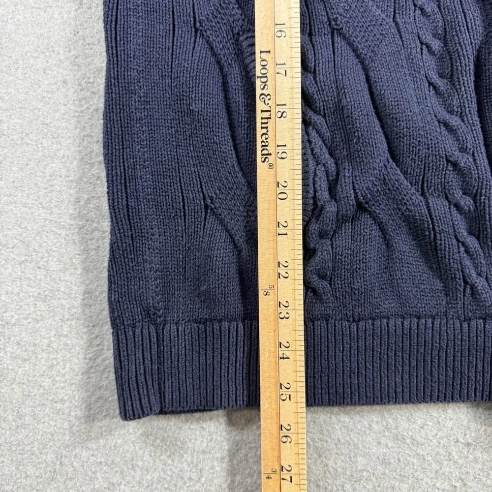 Banana Republic Cardigan Men Large Blue Excellent Cable Knit Shawl Collar 980792